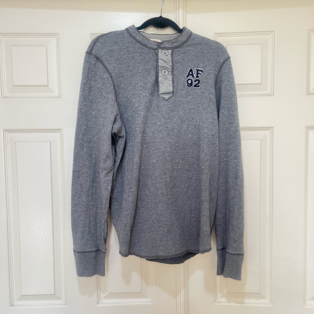 Y2K Vintage Abercrombie & Fitch AF92 Henley Shirt XL Gray Muscle Fit Preppy
